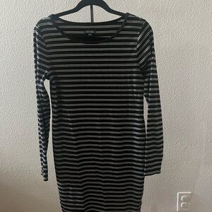 Wild Fable Black and White Striped Long Sleeve Dress